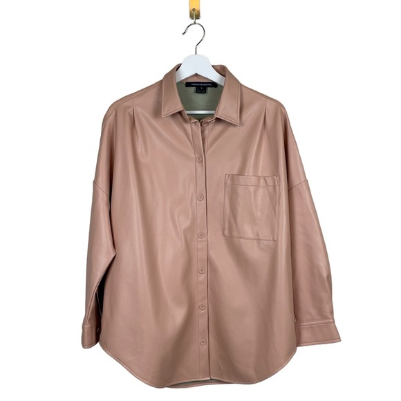 French Connection Vegan Leather Crolenda Oversized Shirt Size Small - Picture 5 of 11